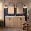 Meuble-lavabo moderne à double lavabo de 150 cm avec tiroirs à fermeture douce et lavabo intégré en SMC, armoire en MDF (naturel)