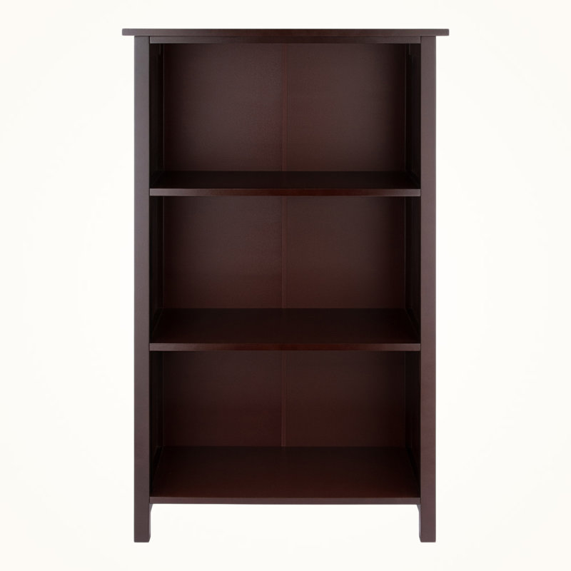 Cyril 3-Tier Storage Bookshelf with 3 Sections in Walnut Brown Finish, 42.74" H X 27.85" W X 12.8" D
