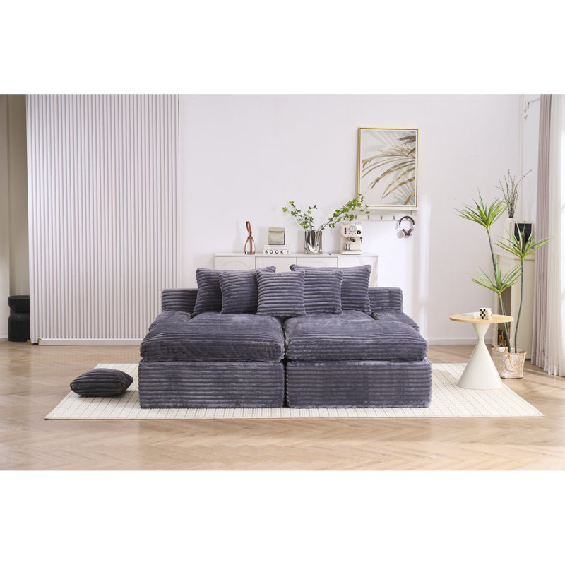 Fauteuils inclinables en velours côtelé gris compact pour la vie moderne, Velours côtelé gris