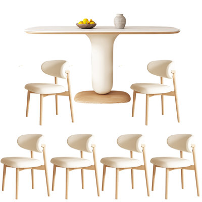 Creamy style simple rectangular dining table sets
