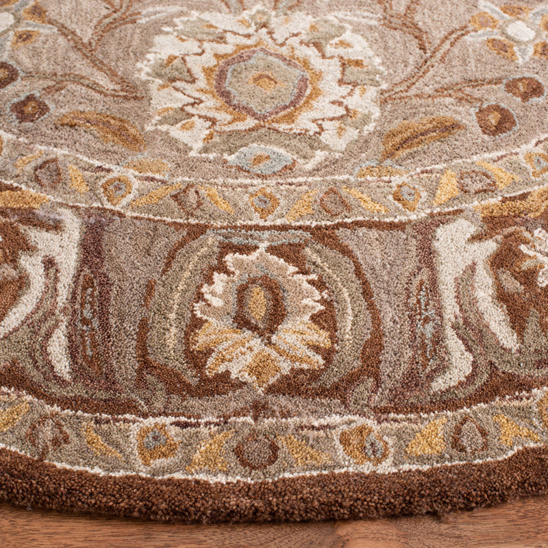 andish Hand Tufted Wool Pile Floral Rug, Rectangle 3' x 5'