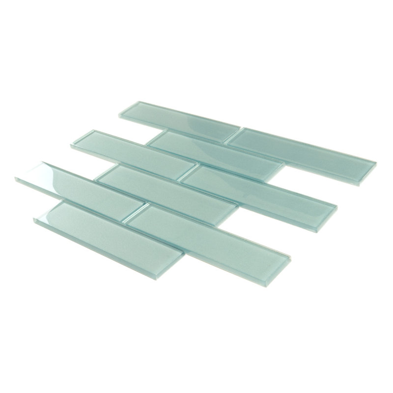 2X8 Subway Glass Mosaic Tile, Marine