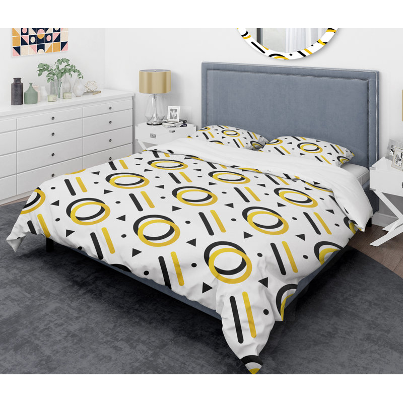 Ensemble de housse de couette de style mid-century tendance, Housse de couette très grand + 2 taies décoratives