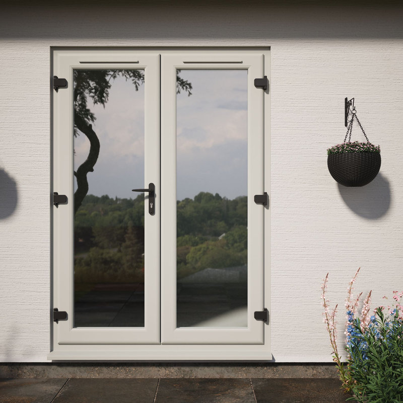Crystal uPVC Double Glazed French Door Left hand master Black/White Clear Glass 1490x2090mm, White, 1490mm x 2090mm