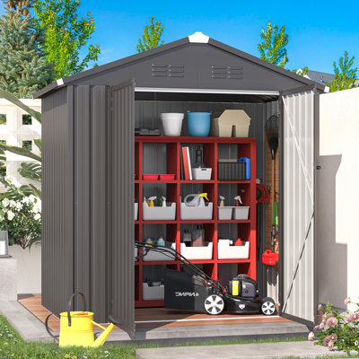 6 Ft. W x 4 Ft. D Metal Overlap Reverse Apex Garden Shed