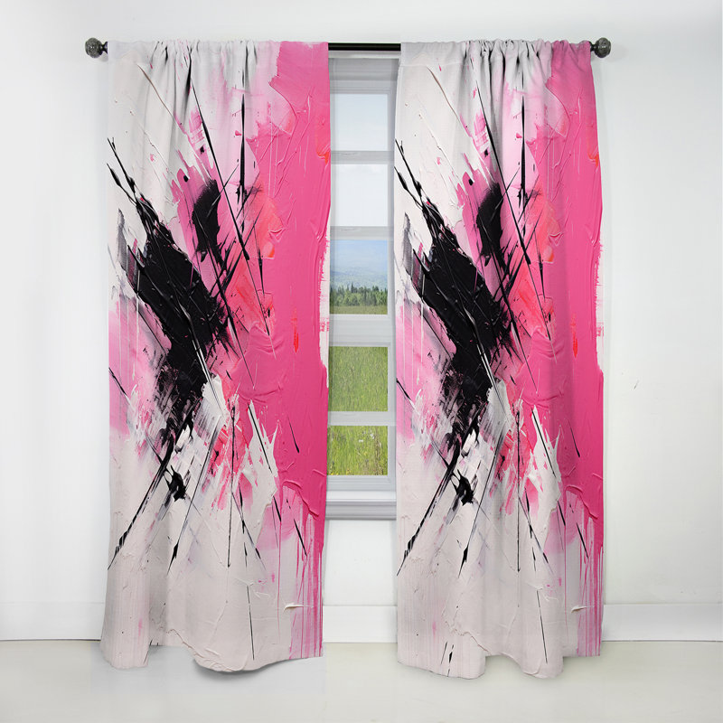 Khalid - Fuchsia Curtain - Blackout Floral Curtain - 1 Panels, 52" W x 95" L