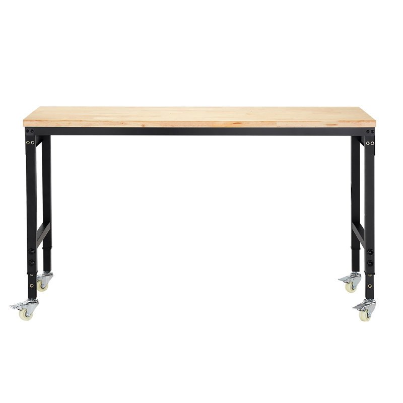Table de travail réglable sur roulettes 60 po avec prise de courant et panneau perforé, H 39,5 po x l 62,6 po x P 23,43 po
