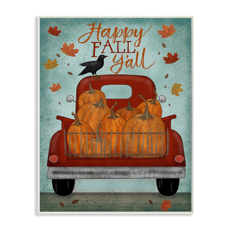 « Happy Fall Y’All Autumn moisson » par Beth Albert, reproduction d’art, H 19 po x l 13 po x P 0,5 po, Plaque murale