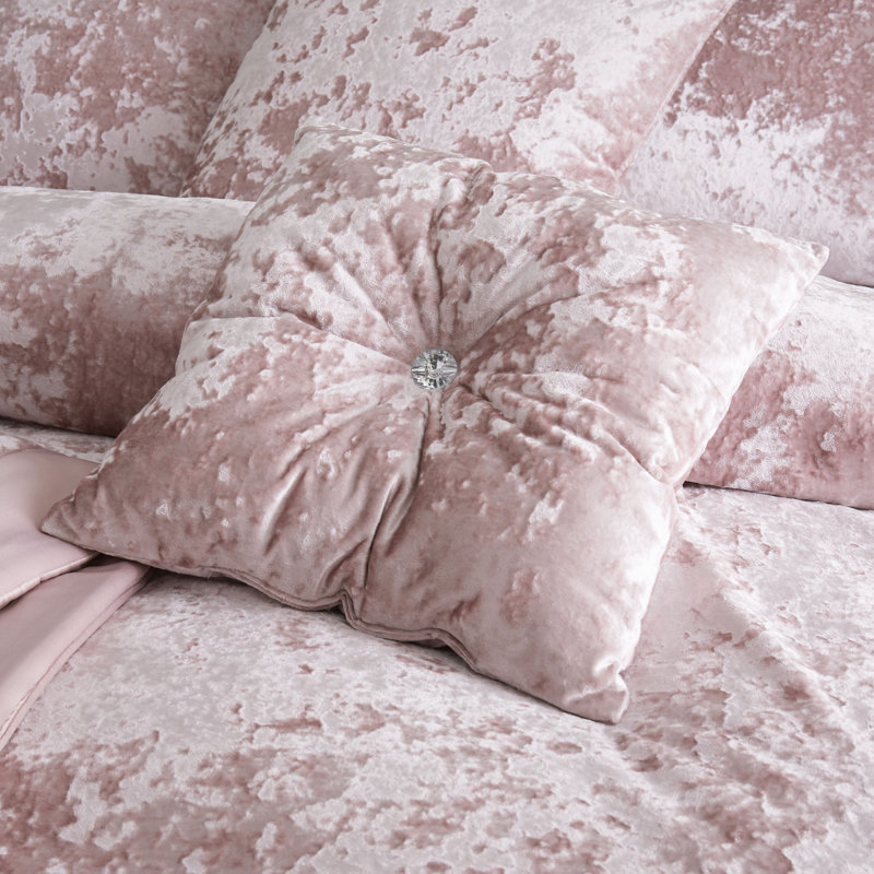 Crushed Velvet Cushion with Filling, Square 45cm, Light Blush