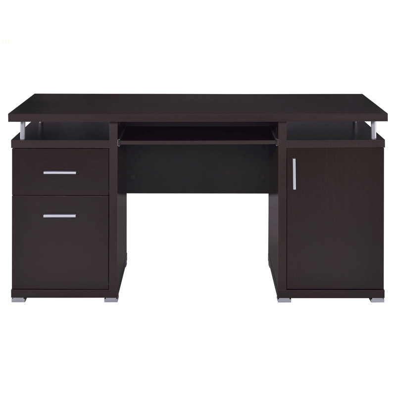 Rochelle Cappuccino 2-Drawer Office Computer Desk, Cappuccino