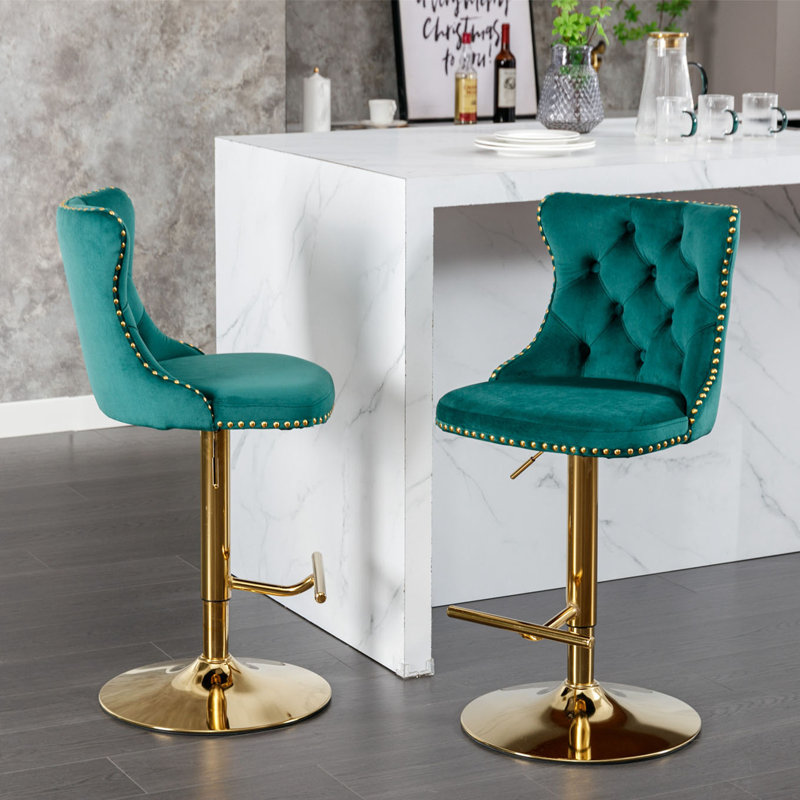 Divonte Swivel Upholstered Counter Stool, Green