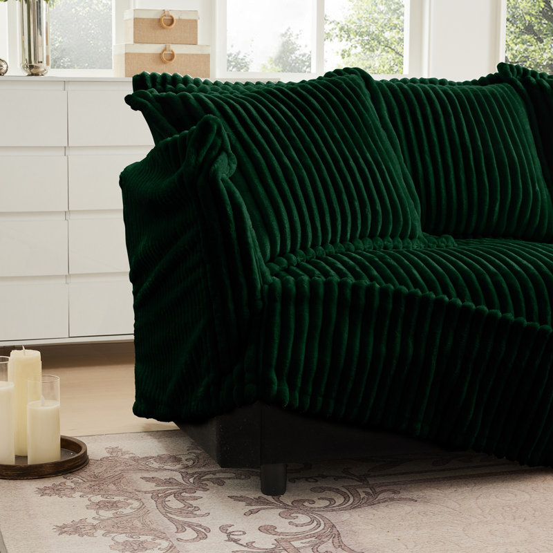 Canapé LSF avec 1 coussin - Vert, Green Corduroy