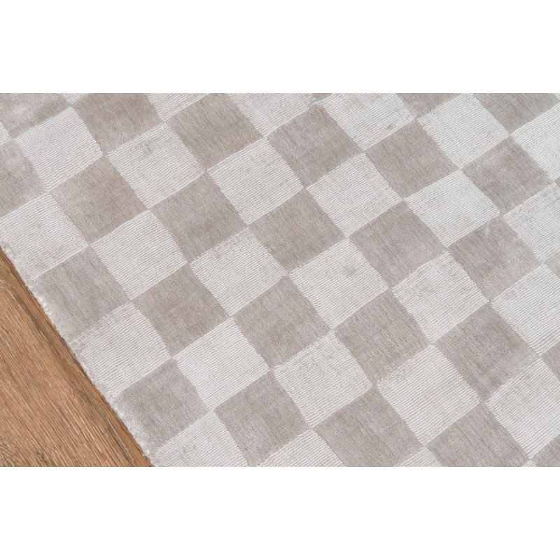 Simental Silk Checkered Indoor Rug, Rectangle 9'6" x 13'6"
