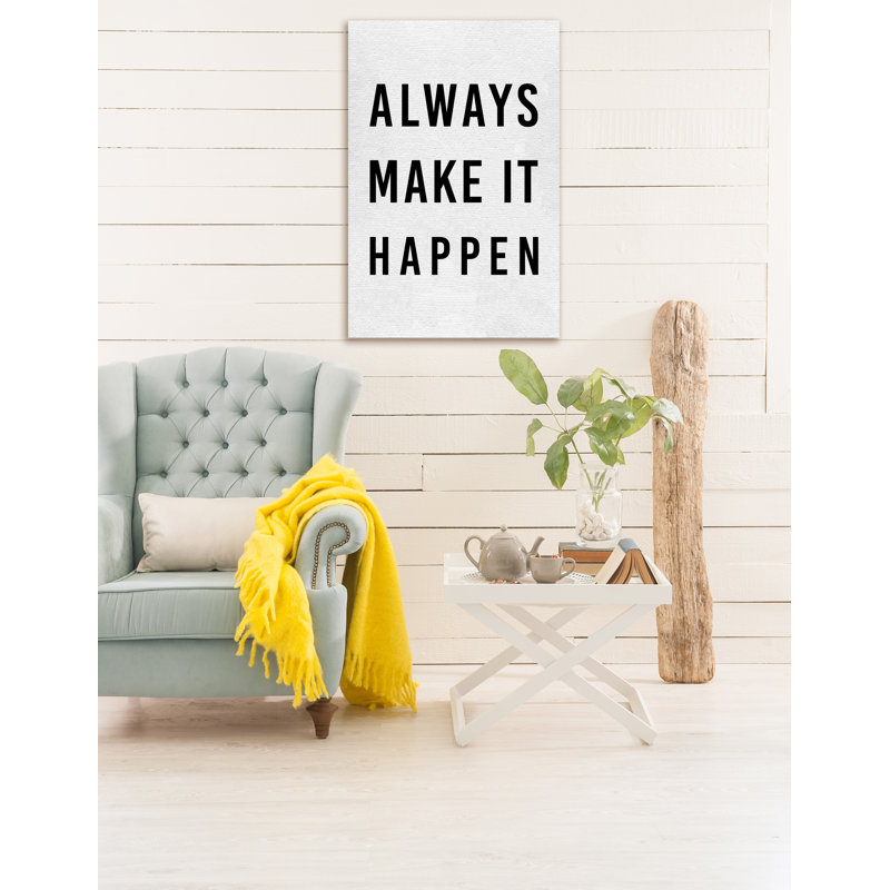«Make it Happen», reproduction d'art textuel sur toile, H 15 po x l 10 po x P 1,5 po