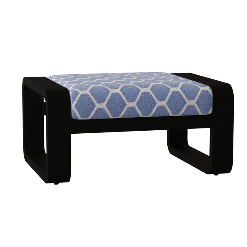 Repose-pieds d'extérieur avec coussin Vale, Noir texturé, Tissu de voile