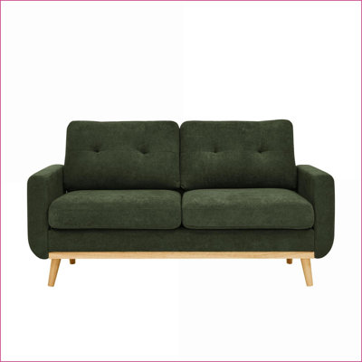 Canapé-lit, canapé-lit capitonné moderne de style Mid-Century avec pieds en bois 67,7 po | Kaki | Polyester