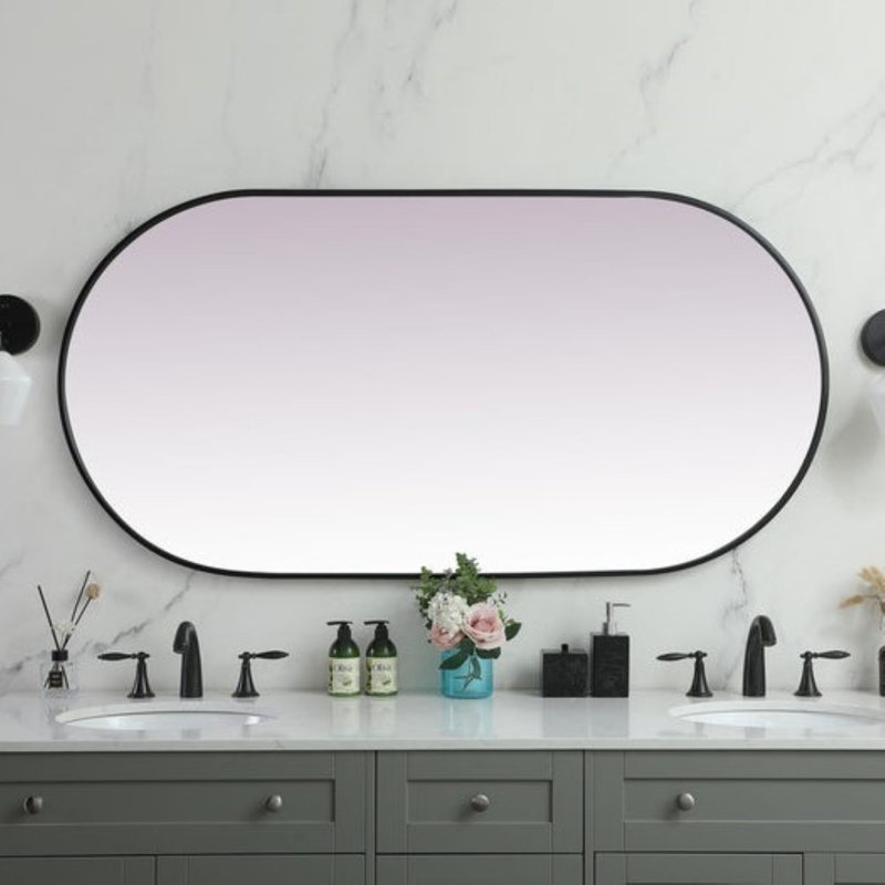 Miroir mural Elington, Noir, 60 po x 30 po 