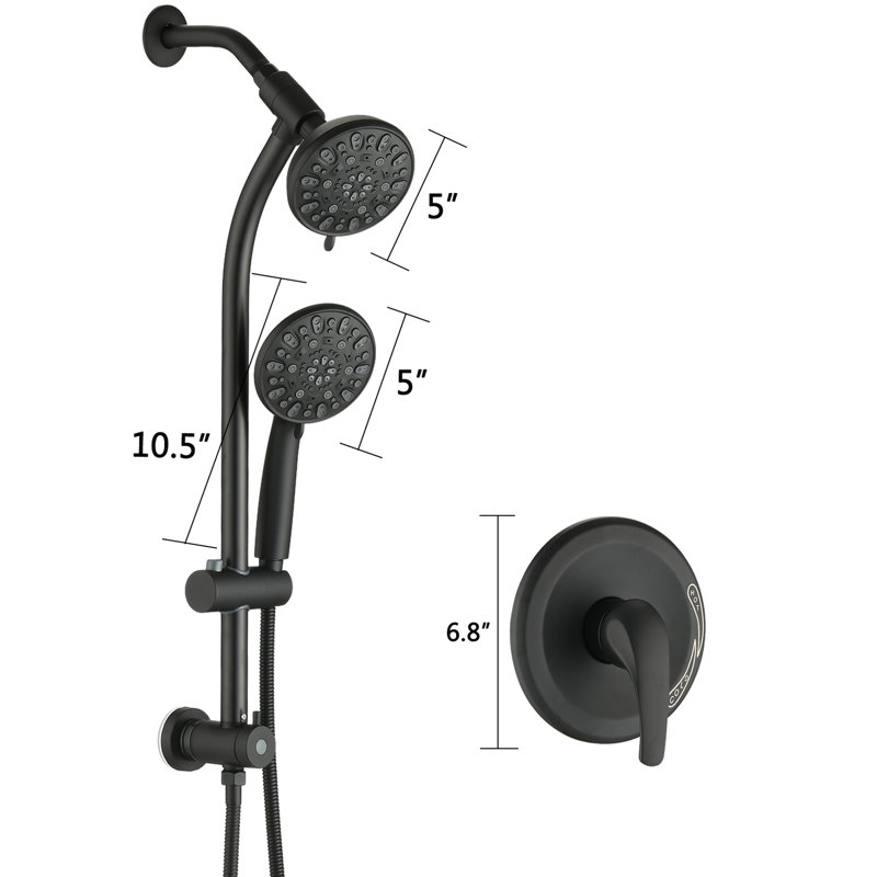Spa Shower Kit With Drill- Stainless Steel Slide Bar And 7 Heads 7-setting Rod Dual