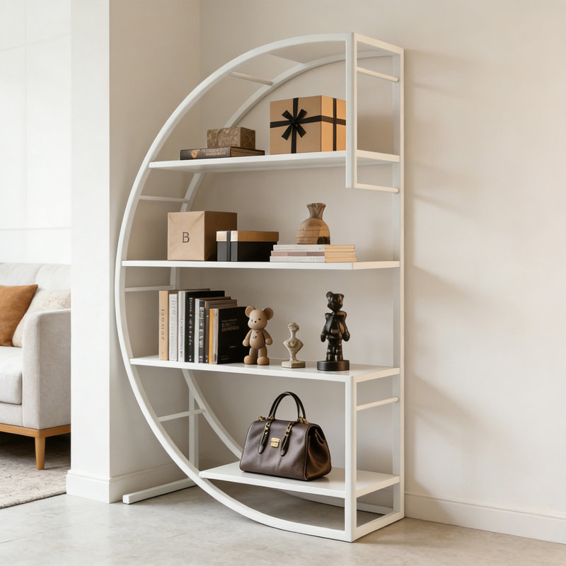 Modern Metal Display Shelf, White