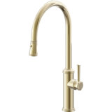 Davoli Pull-Down Kitchen Faucet with Button Sprayer - High Arc Spout