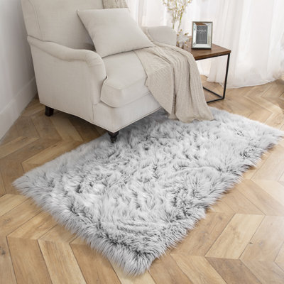 Tapis décoratif doux à poils longs en fausse peau de mouton, paquet de 1