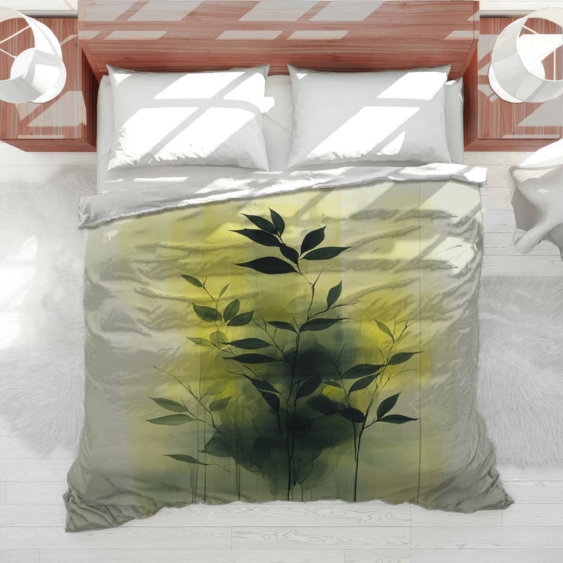 Leaves Bedding Botanical Comforter Japandi, Queen Comforter
