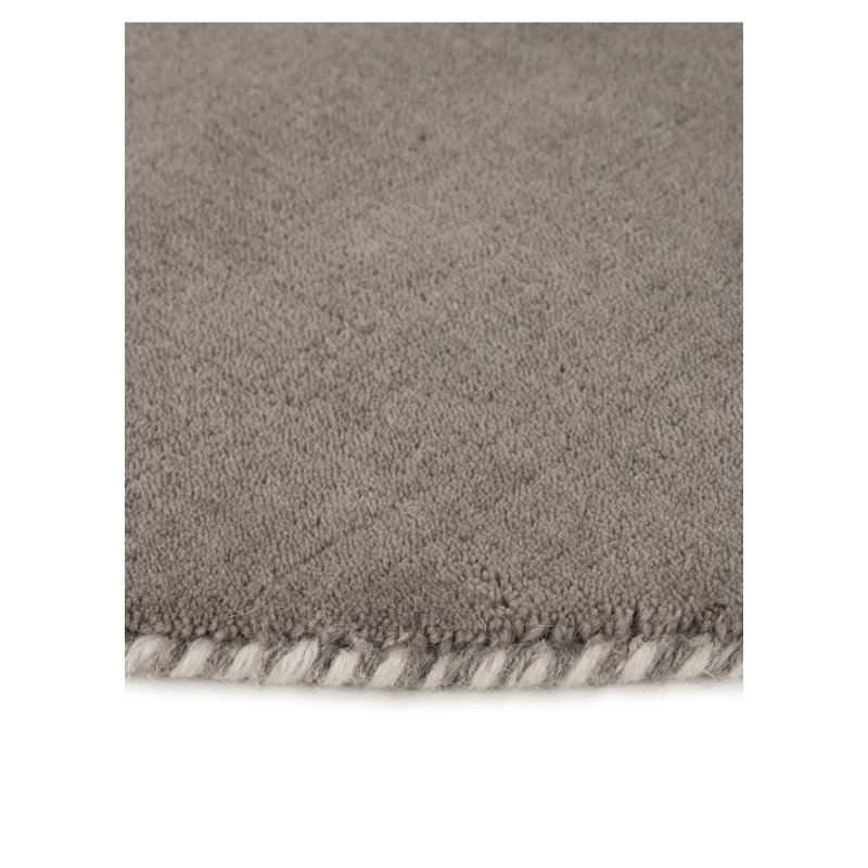 Solid Colour Wool Hand Woven Area Rug, in Grey, Round 150cm