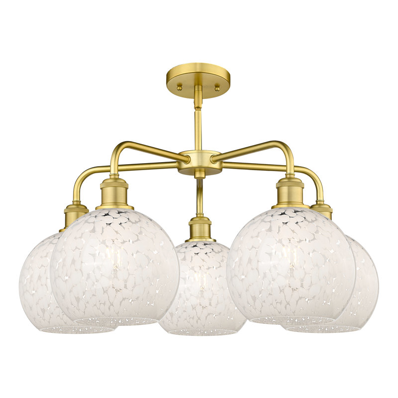 Lustre suspendu 5 lumières Ballston White Mouchette, H 15,5 po x l 26 po x P 26 po, Or satiné