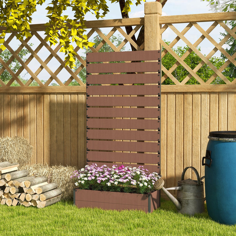 Lit de jardin surélevé avec treillis Outsunny pour plantes grimpantes, H 70,75 po x l 35,75 po x P 15 po, Brun