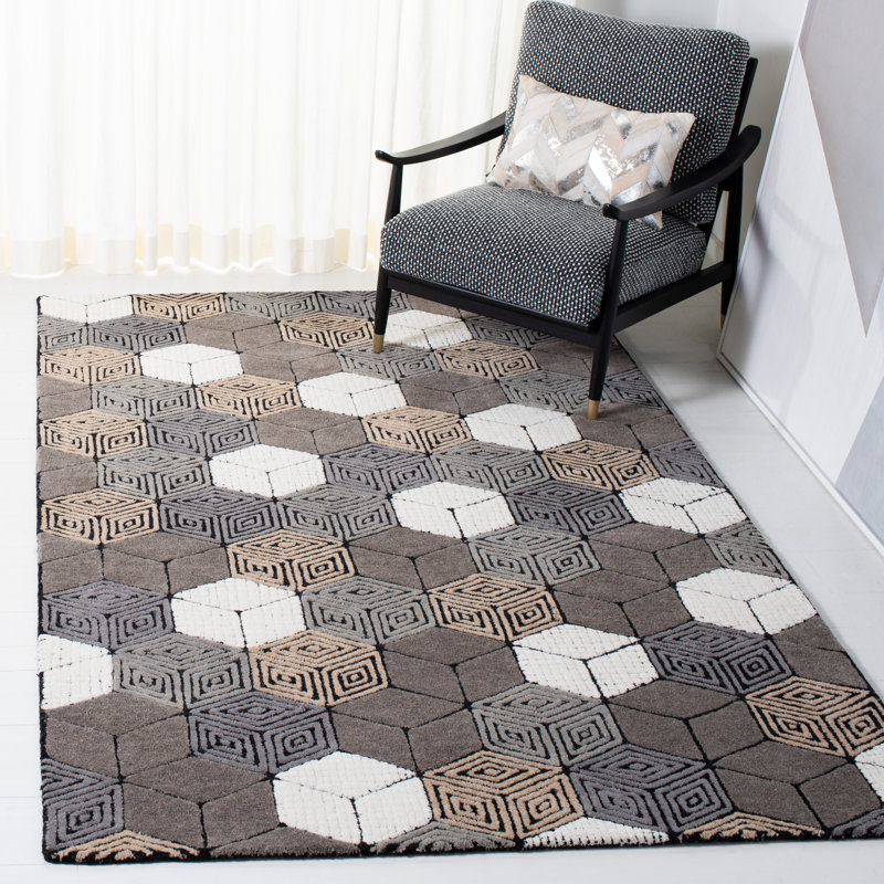 Fifth Avenue Hand Tufted Wool Geometric Rug, Rectangle 4' x 6'