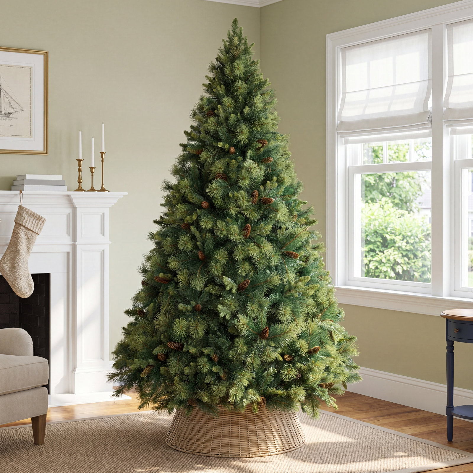 Frosted 9' Pre-Lit Pine Christmas Tree, 7.5 Ft.
