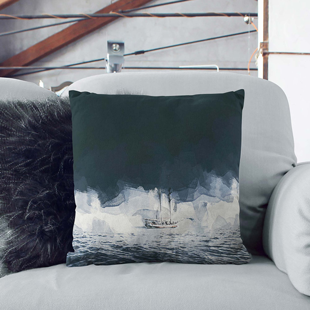 Boat in the Arctic in Abstract Cushion with Filling