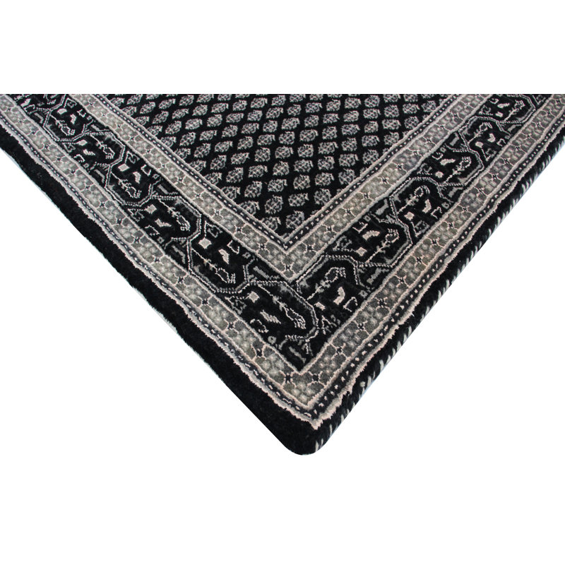 Hand-Knotted High-Quality Black Area Rug, Runner 2'8" x 12'