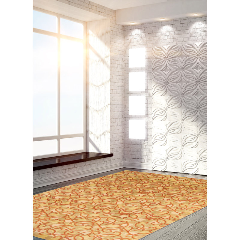 Tapis unique en laine noué à la main nouvel âge couleur cuivre 9 pi 5 po x 13 pi 8 po Népal