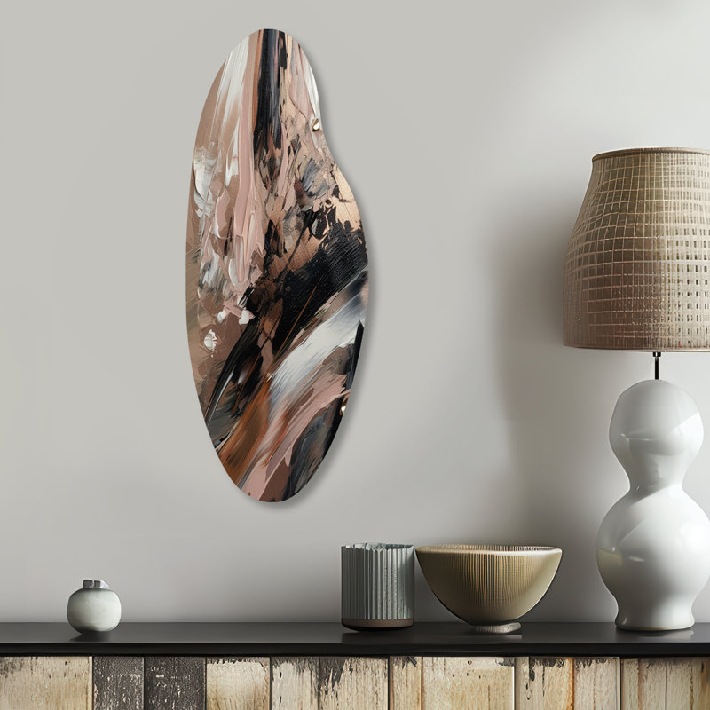 Brown And Black Beyond Boundaries II - Abstract Asymmetrical Metal Wall Art, Modern Curved Metal Art Print