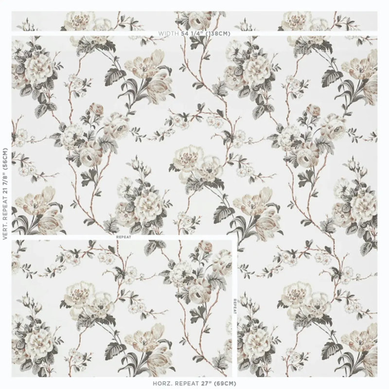 Schumacher x Veere Grenney Betty Wallpaper, Charcoal