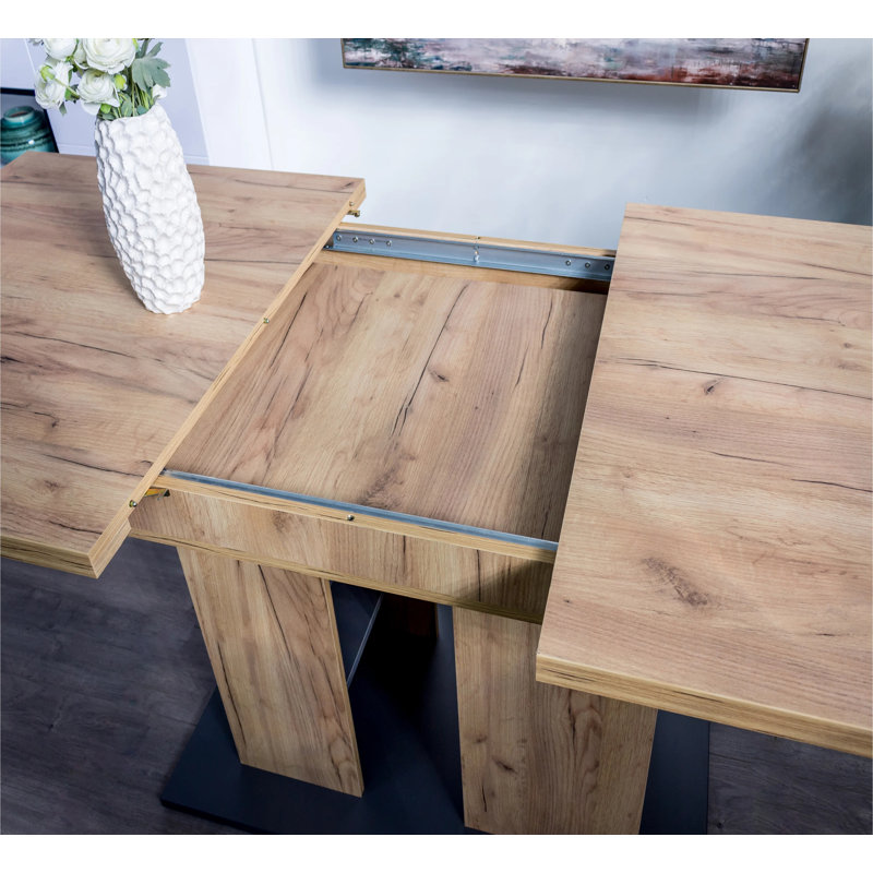 Extendable Dining Table Fidel, Dark Oak/Black