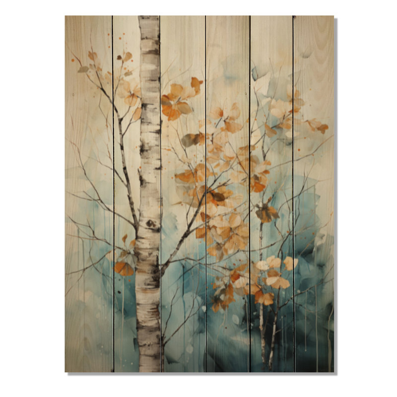 Birch Woods Whispering Winds VII sur impression de bois, H 40 po x l 30 po x P 0,78 po