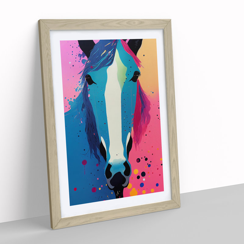 Horse Drips No.4 Abstract - Single Picture Frame Print, 34cm H x 25cm W x 2cm D, Oak Framed