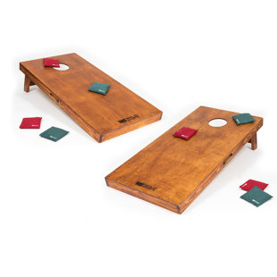 Wildsports Professional Series Cornhole Set – Regulation Size 2 Ft X 4 Ft Solid Wood Boards With 8 Official Bean Bags