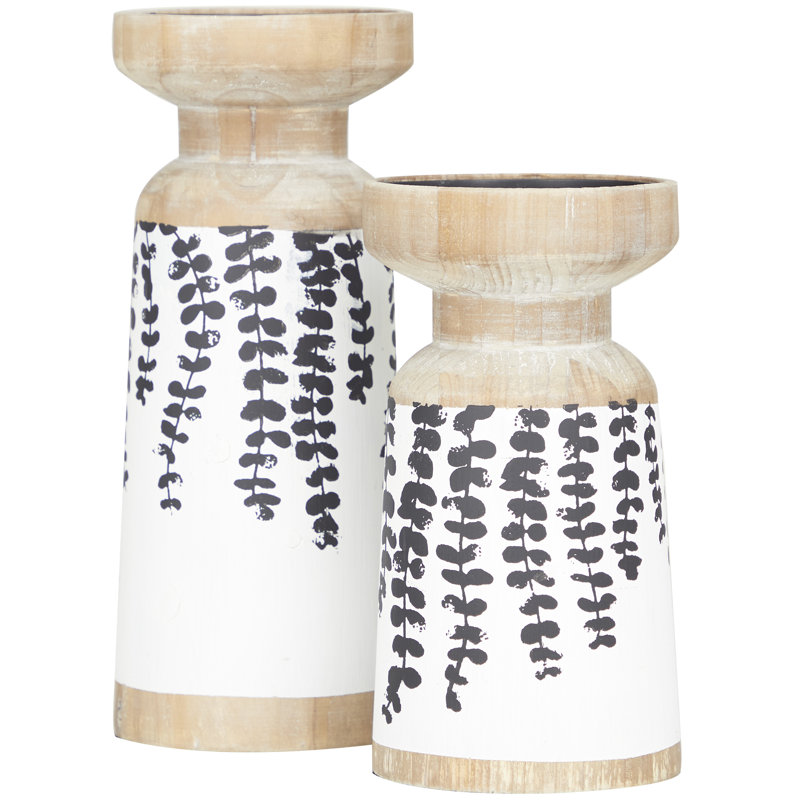 Ensemble de 2 votives de table en bois avec bougie de 10 po 2 pièces
