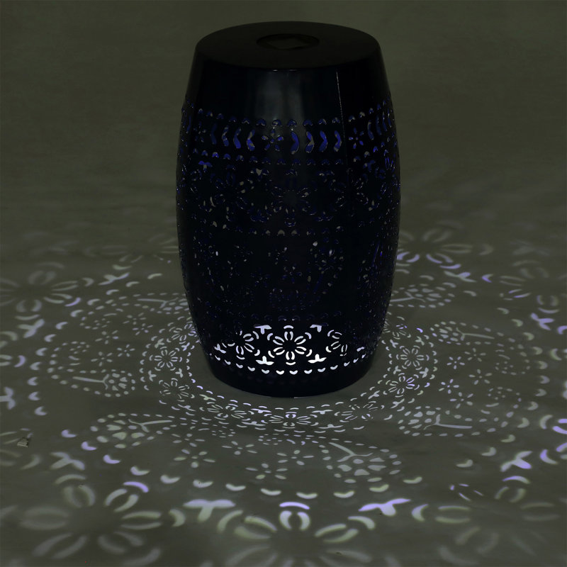 Lumi Solar-Lighted Iron Side Table, Dark Blue