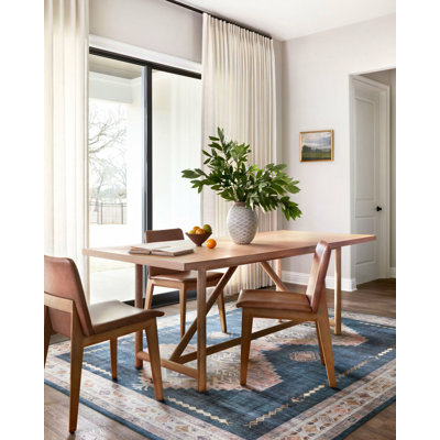 Ethnic Classic Navy Powder Colored Woven Base Digital Print Rug