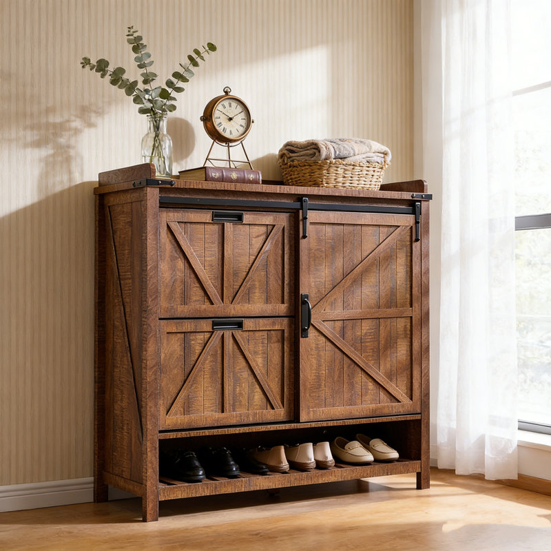 Armoire de rangement pour chaussures Farmhouse 2, Brun