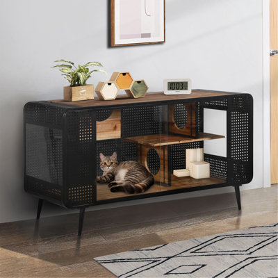 Maison pour chat 55,12 "avec verre trempé, pour le salon, le couloir, le bureau et d'autres espaces