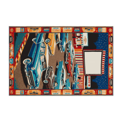 Transportation Brown Indoor and Outdoor Area Rug