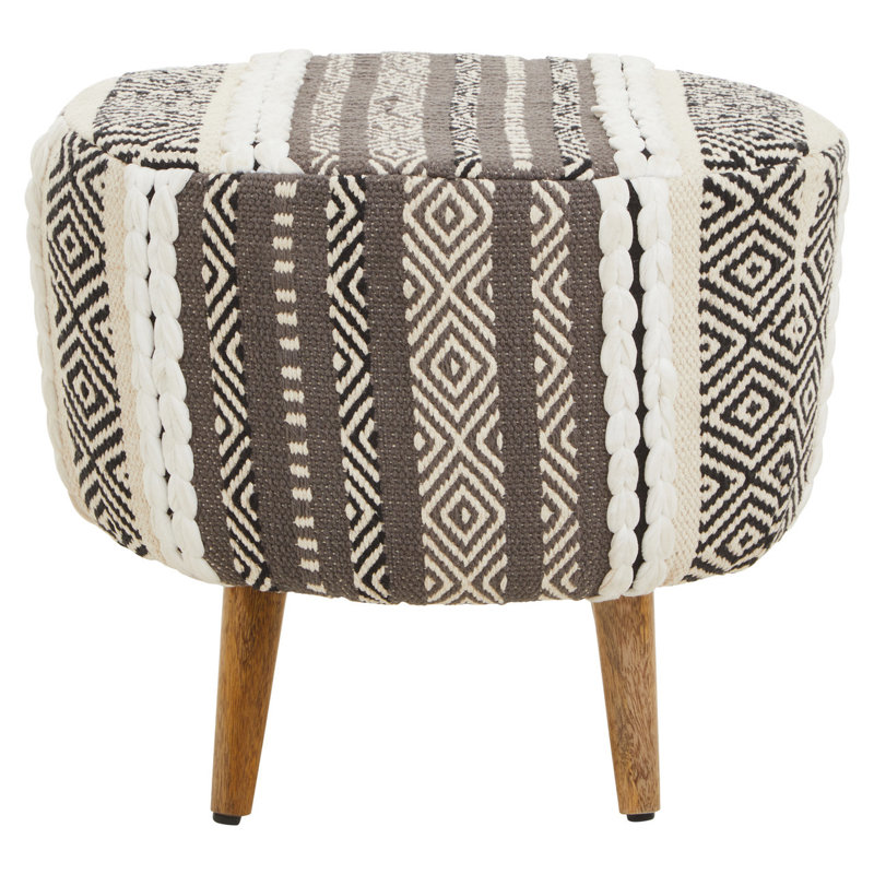 Archippos 50cm Wide Round Ikat Footstool Ottoman