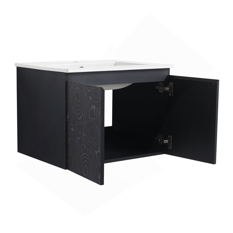 Meuble-lavabo mural 24 po avec lavabo en céramique et porte d'armoire à fermeture en douceur 24 po