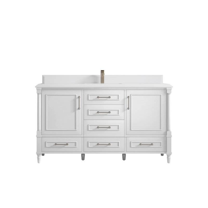 Ensemble de meuble-lavabo simple 60 po Aberdeen, Blanc, Blanc