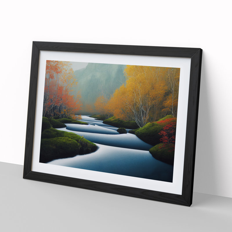 Ethereal Forest Stream - Framed Print, Black, 25cm H x 34cm W x 2cm D